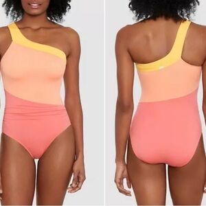 Freely Colorblock One Shoulder One Piece Swimsuit Size M